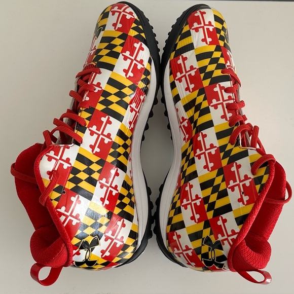 ❌SOLD🎁University of Maryland Football Team Issued MD Flag Turf Shoes  Size 12 - Picture 3 of 8
